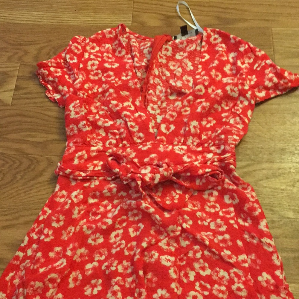 A red flower dress